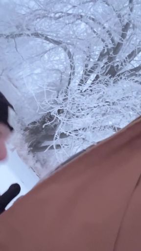 Outdoor Girl Almost Caught getting Dick Hard in the Snow   Clip 1