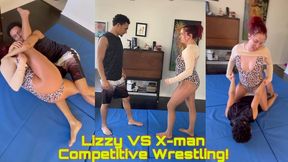 Lizzy VS X-man Competitive Wrestling!