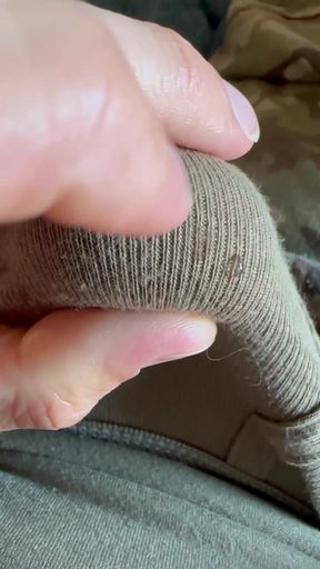 Army Solider Jerks off in His Uniform and His Roommate's Military Briefs and Shoots a Load!