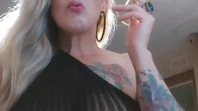 Blonde sexy Tattoed Power smoking Chain smoking