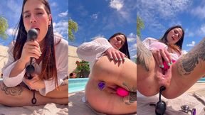 april big ass – poolside solo anal plug try-on
