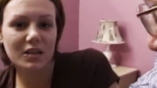 Vintage debutante Sarah riding hard after blowjob in casting