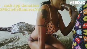 Midget gagged by black man's huge cock