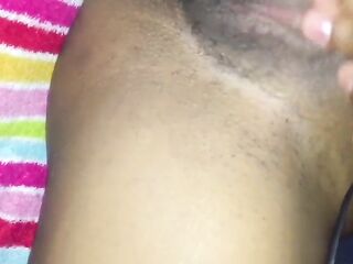 Black Lewd bald her vagina after lengthy day then Fingers Herself Untill That babe Comes