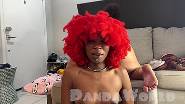 Big Booty Lightskin Mixed Girl Popsicle Doggy Creampie with Bald Ebony Slut