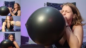 Cheeks full blowing up my big black balloon (non pop)