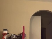 Daddy smacking his dick after a hard day at word