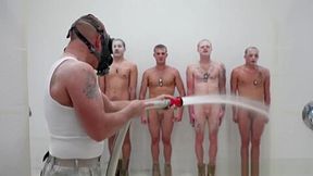 Military hunks assfuck in shower at hazing