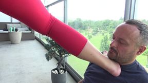 Against the larynx until the railing breaks!