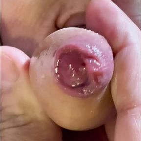 Uncut Mature Bi Dad Coaxes Pre-Cum While Masturbating Tight Foreskin And Cums Close-Up