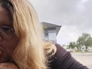 Slave Sucks Dildo in Public Parking Lot!