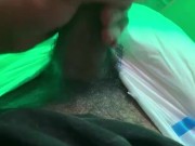 Diapered Trans Girl jerks off in diaper with RGB lights