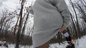 Sexy Winter Brunette Bunny Play Outdoor, It's Too Hot to Be Cold!