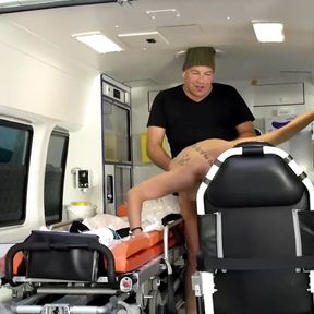 She takes the cock in the ambulance