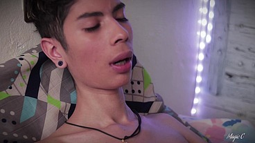 Hot Big Dick Latino Magic C Jerks With Spit, Cums Inside a Cup and Lets It Drip Into His Mouth to Swallow His Own Cum