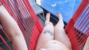 Swinging married OLDER WOMAN displays off on cruise ship balcony