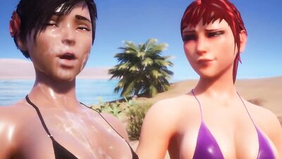 Watch these hot babes in bikini get pounded by a hung stud in a subtropic island