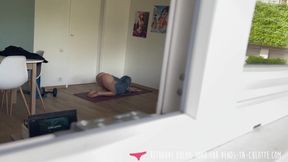 Vends-ta-culotte - Watch this beautiful French teen who practice yoga naked and then masturbates in the shower