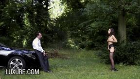 ”Lana Rhoades outdoor sex in all her holes with the driver”