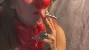 Smoking clown with loons