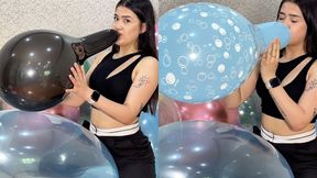 Anny pops 2 balloons with her mouth