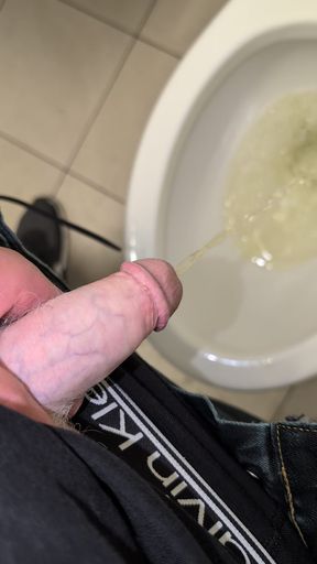 Pissing in a public toilet at the grocery store