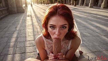 Total submission before the registry office: I ripped the garter off this unfaithful girl and made her swallow my hot cum right before she went out to the guests [AI]