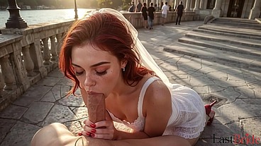 Total submission before the registry office: I ripped the garter off this unfaithful girl and made her swallow my hot cum right before she went out to the guests [AI]