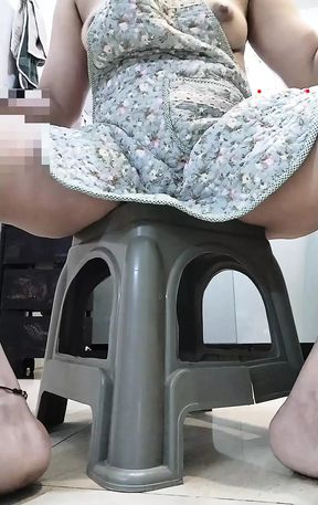 Mom Stripping &amp; Masturbating in the Kitchen