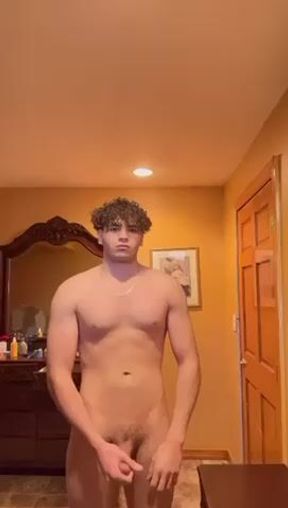 White jock shows off his body