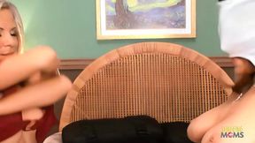 Two hot sluts take turns with biggest cock