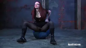 Sultry Redhead Mistress Torments Submissive Chick In Her Dungeon