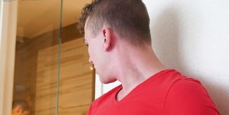 Masturbating while spying on the stepbro in the shower