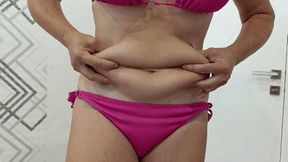 Play with belly rolls and slap 2 bf