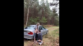 Lad gives a sucky-sucky step stepbro-in-law 24cm good-sized jizm-shotgun outdoor by car