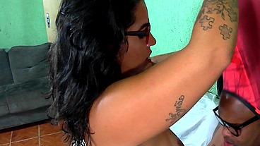 She was horny on the living room couch, touching herself and teasing her stepson, who couldn't resist the naughty girl with her winking ass and ended up having sex with her.