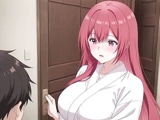 Stepson Came Home Early and Caught Dad's Wife Cooking in a Tiny Robe. Kureha Enomoto Manga Cosplay (AI-generated)