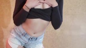 Dance & Strip to Nude from bluejean shorts & croptop (Melissa Milano)