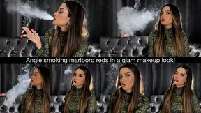 Angie smoking marlboro reds in a glam makeup look!