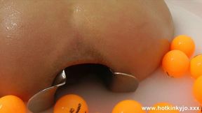 Deep assed anal&#x1F44C; sex with slippery ping-pong balls in a steamy bath