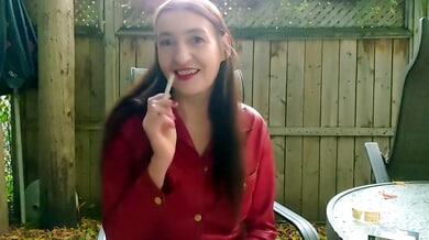 Mature brunette captivates with smoldering boot in candlelit garden shed