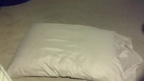 Black young man pillow humping cum handsfree