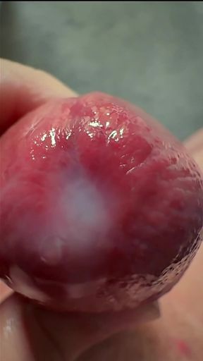 Macro Cum Shot. Ultra Close-up Ejaculation