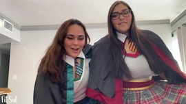 Harry Potter SEX Tape - Gryffindor & Slytherin Sluts Convince New Wizard to Join Their House