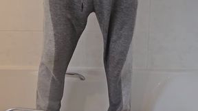 TARMACADAD - Pee wetting grey sweatpants masturbate