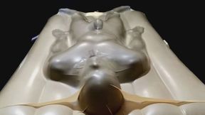 Tightly sealed climax in the latex airbed vacuum bed