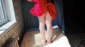 Lovely Shemale Standing in Doorway with Soft Eyes