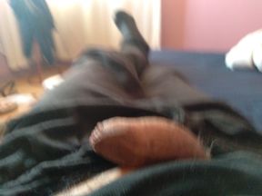 Masturbating a standing cock