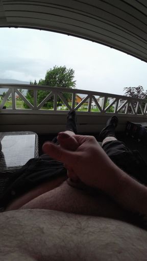 Masturbating Outside on the Porch