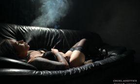 Smoking in black lingerie II